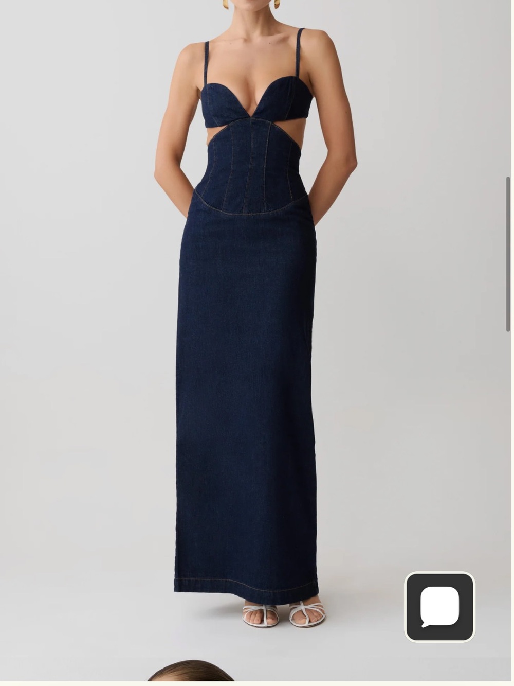 Meshki Amilia Denim Cupped Maxi Dress - Indigo Blue (Size S)